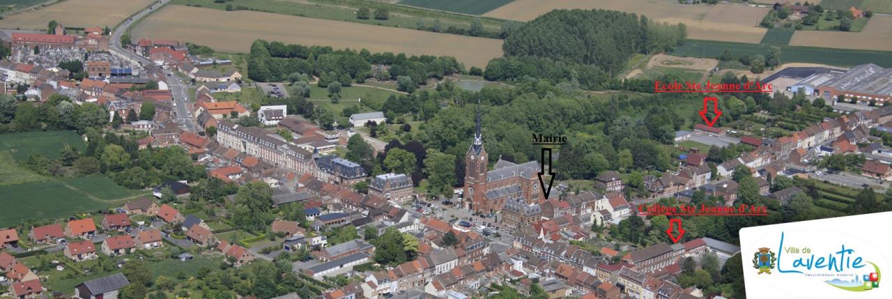 Laventie vue du ciel fléchée